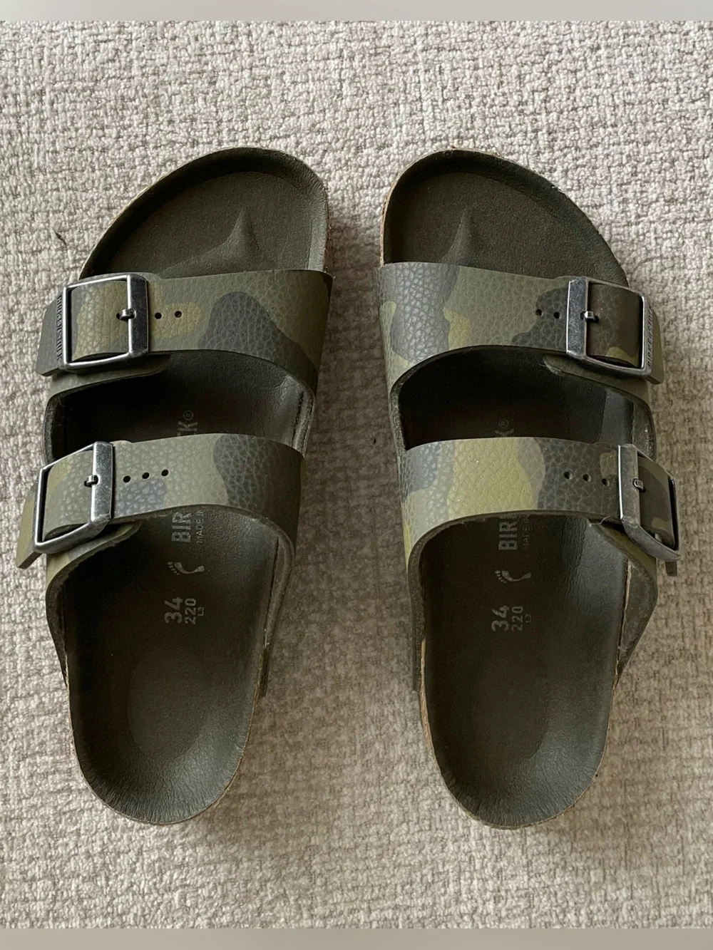 Birkenstock Kids Two-Strap Sandals in Olive Camo